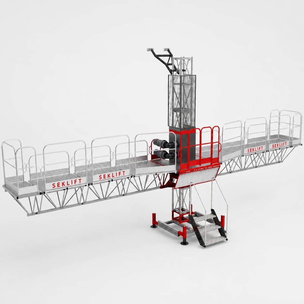 SEKLIFT SM-SK-101 high-capacity single-mast mast climbing work platform in a white technical studio