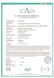 SEKLIFT certification document preview
