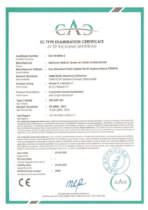 SEKLIFT certification document preview
