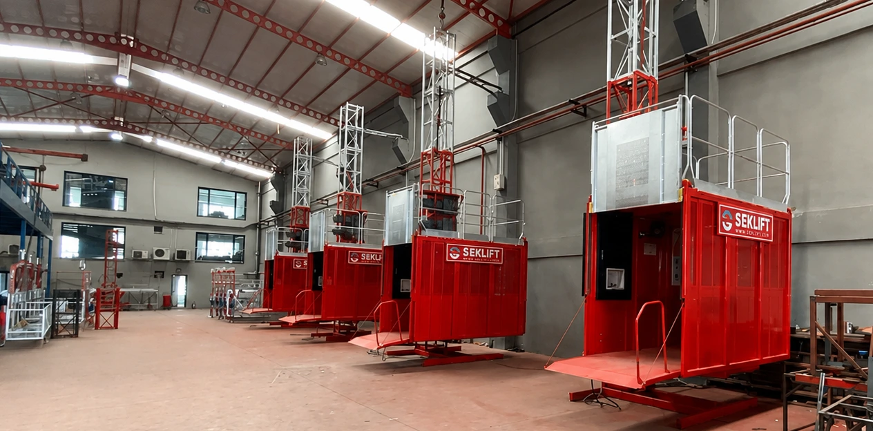 SEKLIFT storage facility background for vertical access guides and equipment guidance